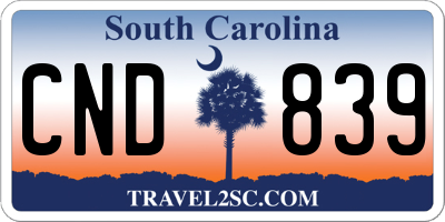 SC license plate CND839
