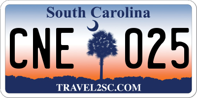 SC license plate CNE025