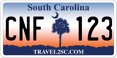 SC license plate CNF123