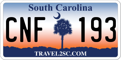 SC license plate CNF193