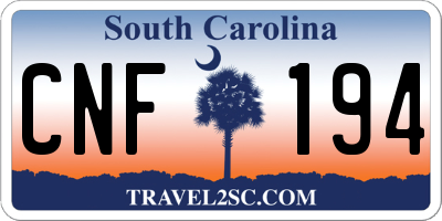 SC license plate CNF194