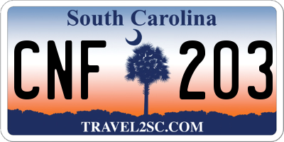 SC license plate CNF203