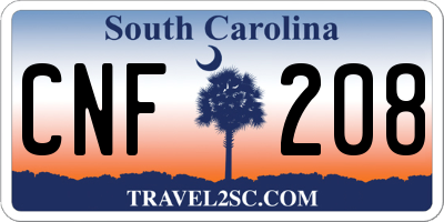 SC license plate CNF208