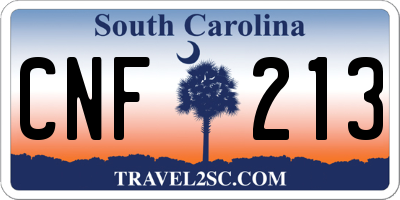 SC license plate CNF213