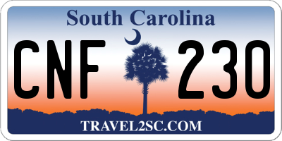 SC license plate CNF230