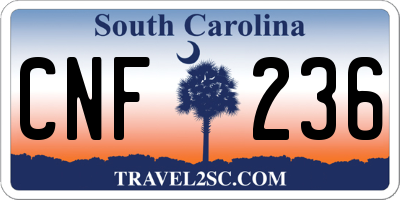SC license plate CNF236