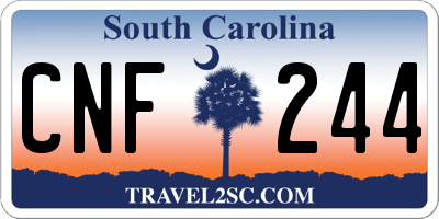 SC license plate CNF244