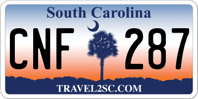 SC license plate CNF287