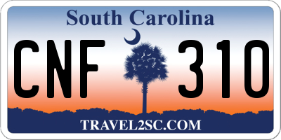 SC license plate CNF310