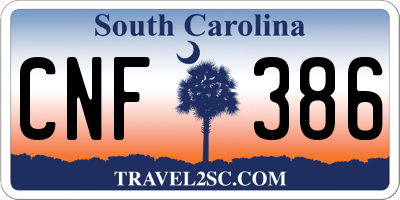 SC license plate CNF386