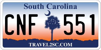 SC license plate CNF551