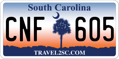 SC license plate CNF605