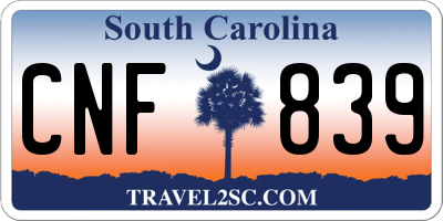 SC license plate CNF839