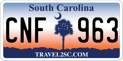 SC license plate CNF963