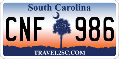 SC license plate CNF986