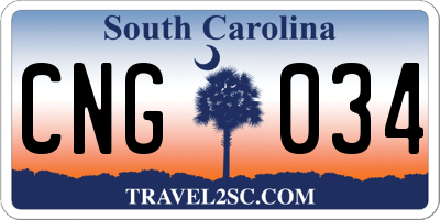 SC license plate CNG034