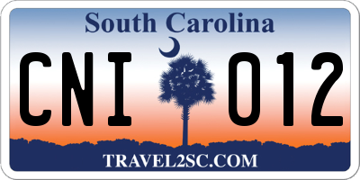 SC license plate CNI012