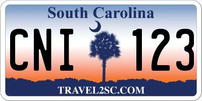 SC license plate CNI123