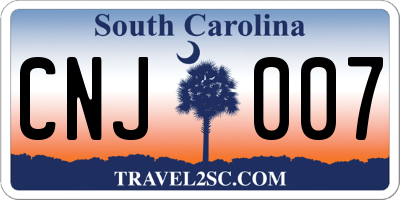 SC license plate CNJ007