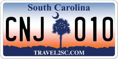 SC license plate CNJ010