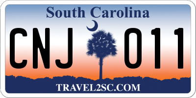 SC license plate CNJ011