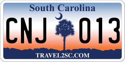 SC license plate CNJ013