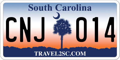 SC license plate CNJ014