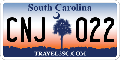 SC license plate CNJ022