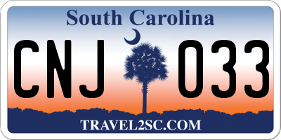 SC license plate CNJ033
