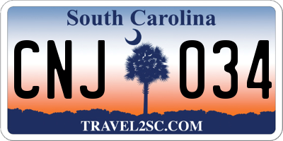 SC license plate CNJ034
