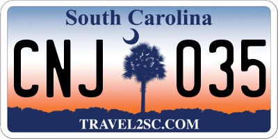 SC license plate CNJ035