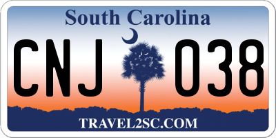 SC license plate CNJ038