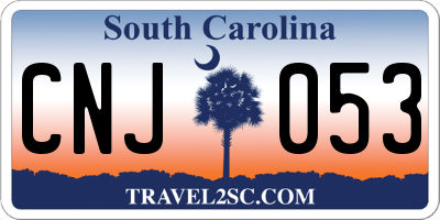 SC license plate CNJ053