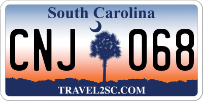 SC license plate CNJ068