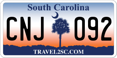 SC license plate CNJ092