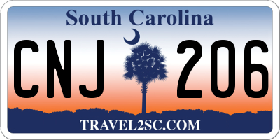 SC license plate CNJ206