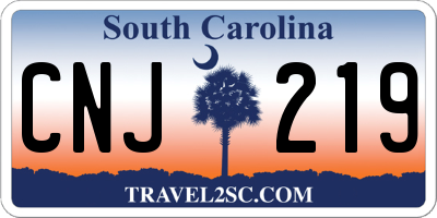 SC license plate CNJ219