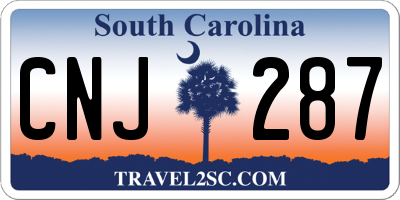 SC license plate CNJ287