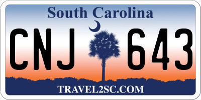 SC license plate CNJ643