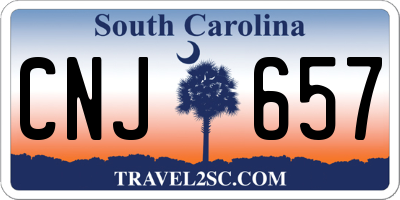 SC license plate CNJ657