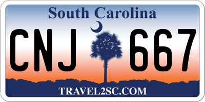 SC license plate CNJ667