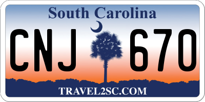SC license plate CNJ670