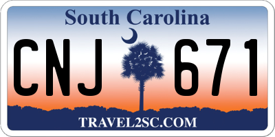 SC license plate CNJ671