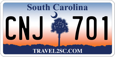 SC license plate CNJ701