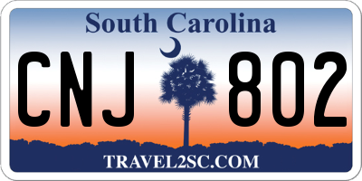 SC license plate CNJ802