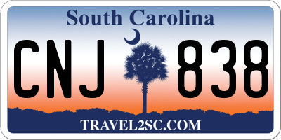 SC license plate CNJ838