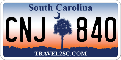 SC license plate CNJ840