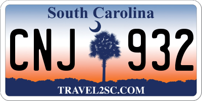 SC license plate CNJ932
