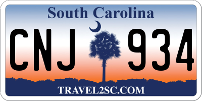 SC license plate CNJ934