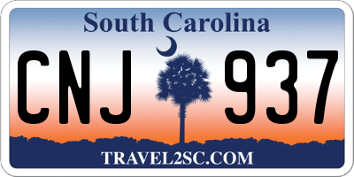SC license plate CNJ937